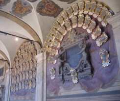 Palazzo Dell'Archiginnasio contains many coats of arms of past students