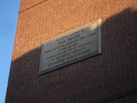 Plaque marking Paul Revere's placing of lanterns in the church tower to indicate arrival of the army before his famous ride.