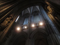 Between the western towers.