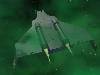 One of the spaceships navigates through a nebula.
