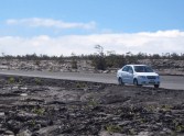 The car on a lava field
