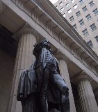 Federal Hall, with its statue of George Washington. Seat of the government when New York was the capital city.