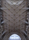 The south (main) transept, destroyed by fire just before my birth and restored with bosses designed by Blue Peter viewers